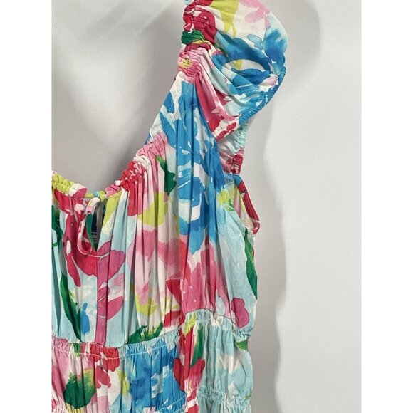 Old Navy Baby Doll Tank Top Bright Floral Sz Large Coloful - Picture 3 of 6